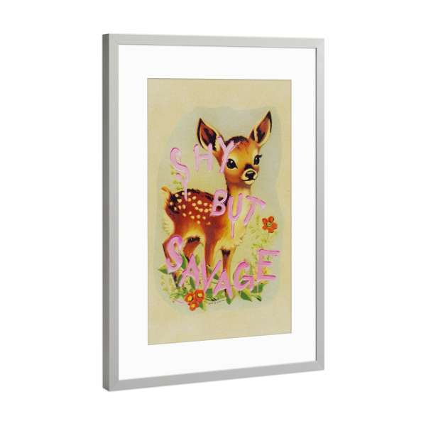 Poster mit Rahmen Silber "Schüchtern, aber wild" artboxONE - Tiere,Lehrersprüche,Lustig