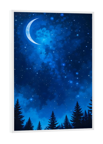 Poster mit weißem Rahmen "Dunkler Wald, heller Himmel" artboxONE - Natur