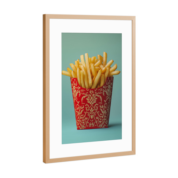 Poster mit Rahmen Kupfer "Barockerdruck mit Pommes Frites" artboxONE - Natur,Floral,Essen & Trinken