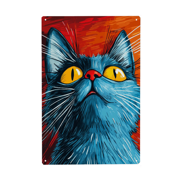 Metall Poster "Katze Leben" artboxONE - Tiere - Katze,Katzen,Kitty,Tiere,Haustier,Illustration,Grafik,Kunst - Blechschild