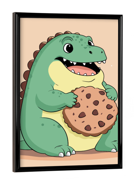 Poster mit schwarzem Rahmen "Dino -Snackzeit" artboxONE - Für Kinder,Tiere