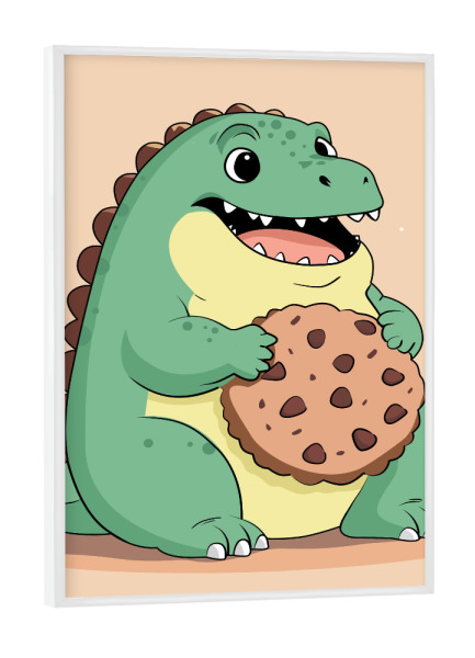 Poster mit weißem Rahmen "Dino -Snackzeit" artboxONE - Für Kinder,Tiere