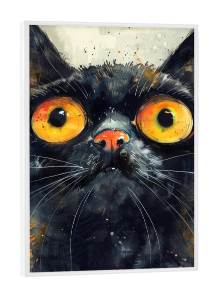 Poster mit weißem Rahmen "Katze Leben r" artboxONE - Tiere - Katze,Katzen,Kitty,Tiere,Haustier,Illustration,Grafik,Kunst