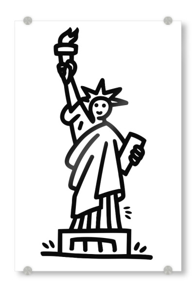 Acrylglasbild "Statue of Liberty draw" artboxONE - Städte / New York,Schwarzweiß