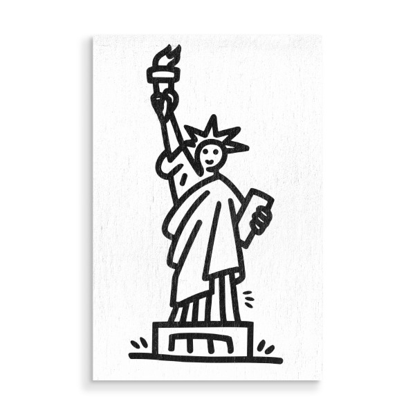 Holzbild "Statue of Liberty draw" artboxONE - Städte / New York,Schwarzweiß