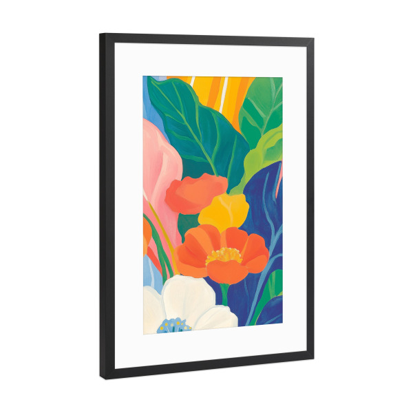 Poster mit Rahmen Schwarz (Metallic) "Blumige Farbenpracht" artboxONE - Natur,Floral