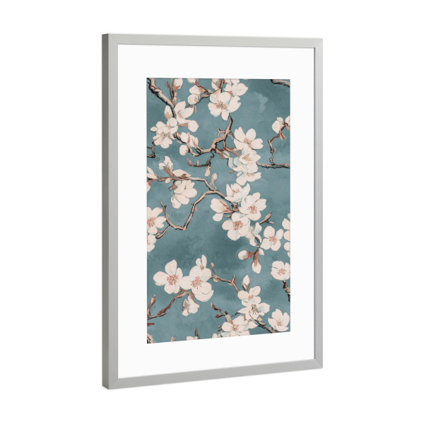 Poster mit Rahmen Silber "Van Gogh, Zarte Mandelblüten" artboxONE - Natur,Floral,Abstrakt