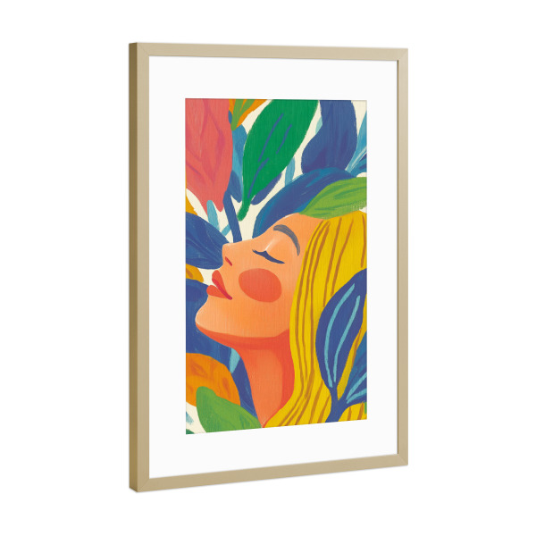 Poster mit Rahmen Gold "Farbenfrohe Feminine Eleganz" artboxONE - Natur,Floral,Menschen