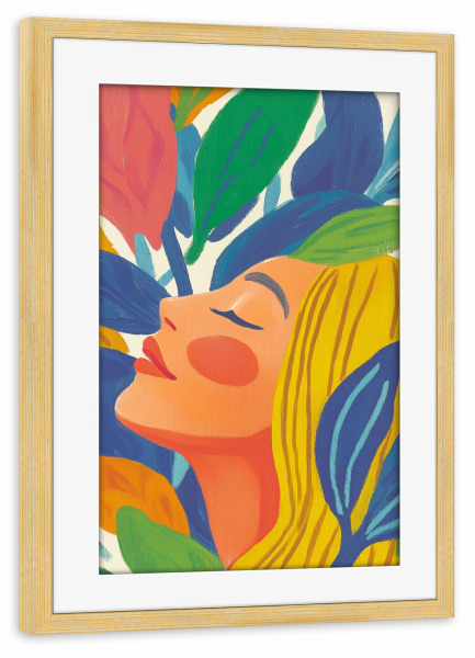 Poster mit Rahmen kiefer "Farbenfrohe Feminine Eleganz" artboxONE - Natur,Floral,Menschen