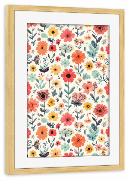 Poster mit Rahmen kiefer "Retro trifft modern" artboxONE - Floral