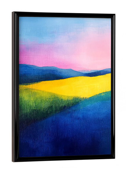 Poster mit schwarzem Rahmen "Zauberlandschaft b" artboxONE - Natur - Landschaft,Natur,Malerei,Felder,Farben