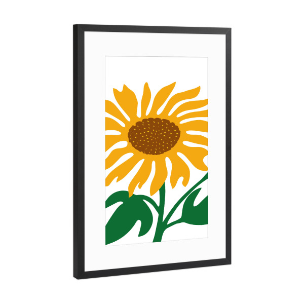 Poster mit Rahmen Schwarz (Metallic) "Sunflower with bold yellow" artboxONE - Floral