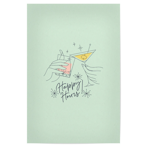 Poster "Happy Hours grün" artboxONE - Essen & Trinken,Essen & Trinken / Alkohol