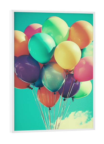 Poster mit weißem Rahmen "Bunte Party Luftballons" artboxONE - Natur,Festivals