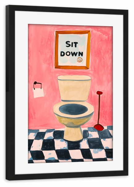 Poster mit Rahmen schwarz "Bitte hin Setzen" artboxONE - Menschen,Architektur,Lustig