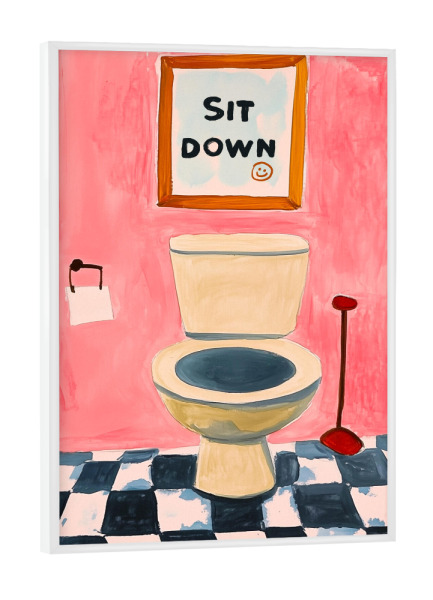 Poster mit weißem Rahmen "Bitte hin Setzen" artboxONE - Menschen,Architektur,Lustig