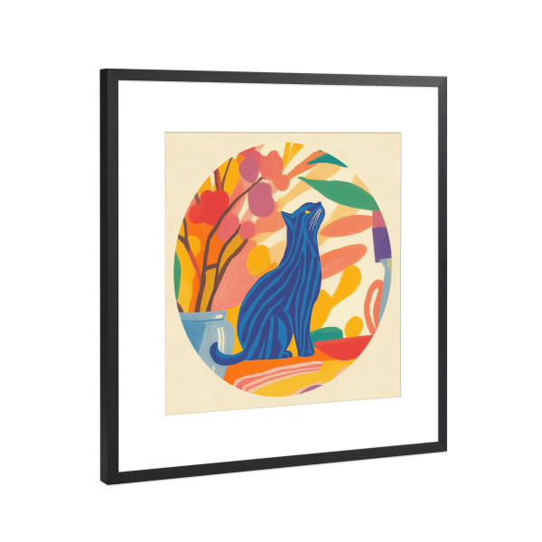 Poster mit Rahmen Schwarz (Metallic) "Neugierige Streifen Katze" artboxONE - Natur,Floral,Tiere