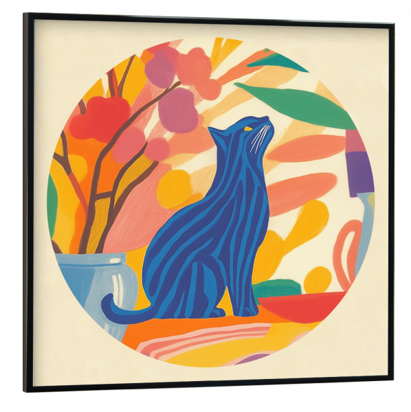 Poster mit schwarzem Rahmen 30x30 cm "Neugierige Streifen Katze" artboxONE - Natur,Floral,Tiere