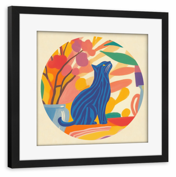 Poster mit Rahmen schwarz "Neugierige Streifen Katze" artboxONE - Natur,Floral,Tiere