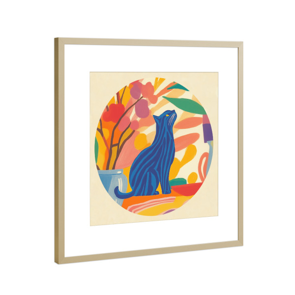 Poster mit Rahmen Gold "Neugierige Streifen Katze" artboxONE - Natur,Floral,Tiere