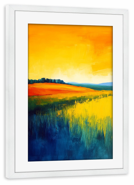 Poster mit Rahmen weiß "Zauberlandschaft c" artboxONE - Natur - Landschaft,Malerei,Farben,Natur,Felder