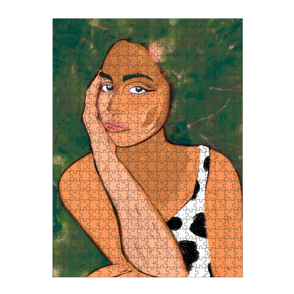 Puzzle Ravensburger "Liminal Quietude" artboxONE - Menschen,Fashion - Calm,Woman,People,Portrait,Fashion,Still life,Painting - Bild calm