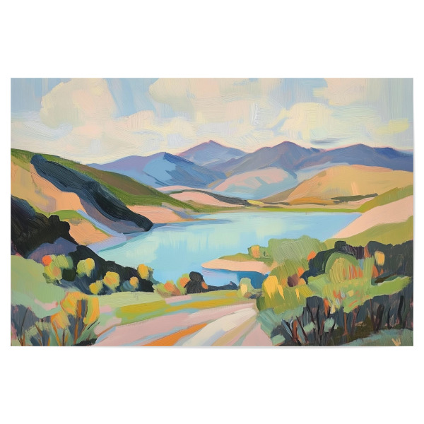 Poster 30x20 cm "Bergsee mit lebendigem Laub" artboxONE - Natur