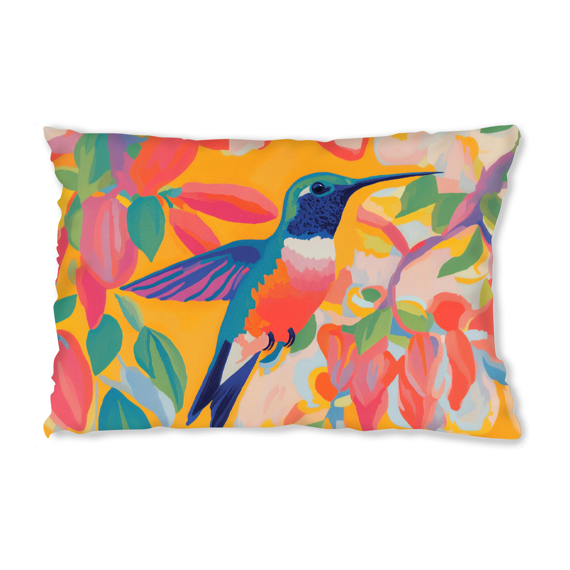 Design-Kissen "Frohe Farben mit Kolibri" artboxONE - Floral,Tiere,Musik