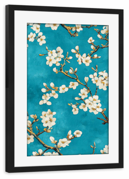 Poster mit Rahmen schwarz "Van Gogh, Mandelblüten Zauber" artboxONE - Natur,Floral,Abstrakt