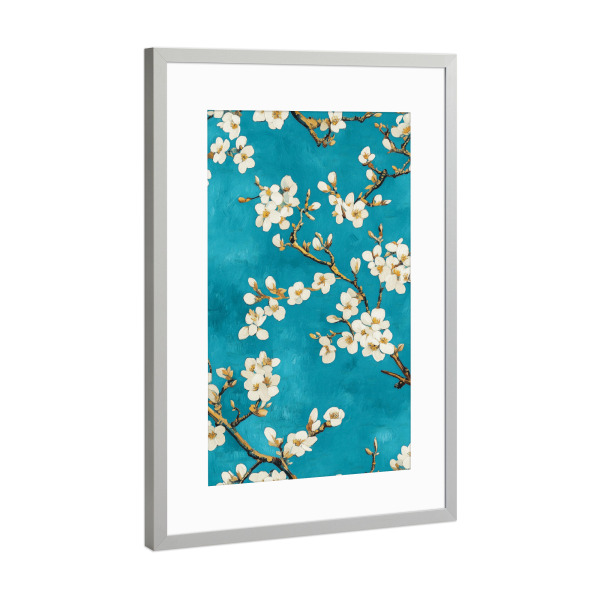 Poster mit Rahmen Silber "Van Gogh, Mandelblüten Zauber" artboxONE - Natur,Floral,Abstrakt