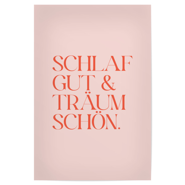 Poster 30x20 cm "Schlaf gut träum schön rosa rot" artboxONE - Typografie,Geometrie