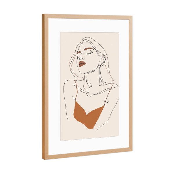 Poster mit Rahmen Kupfer "Frauen Traum Linienzeichnung" artboxONE - Natur,Abstrakt,Menschen