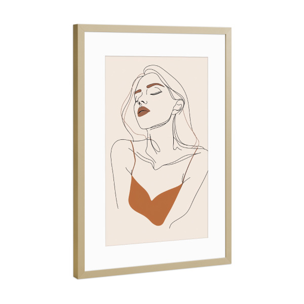 Poster mit Rahmen Gold "Frauen Traum Linienzeichnung" artboxONE - Natur,Abstrakt,Menschen