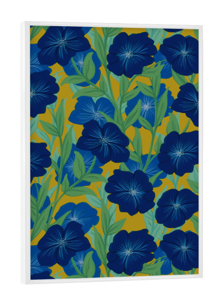 Poster mit weißem Rahmen "Fett blühend blau" artboxONE - Natur,Floral - Blumen,Blumen,Botanisch,Frühling,Blüte,Blüte,Fett,Blumen