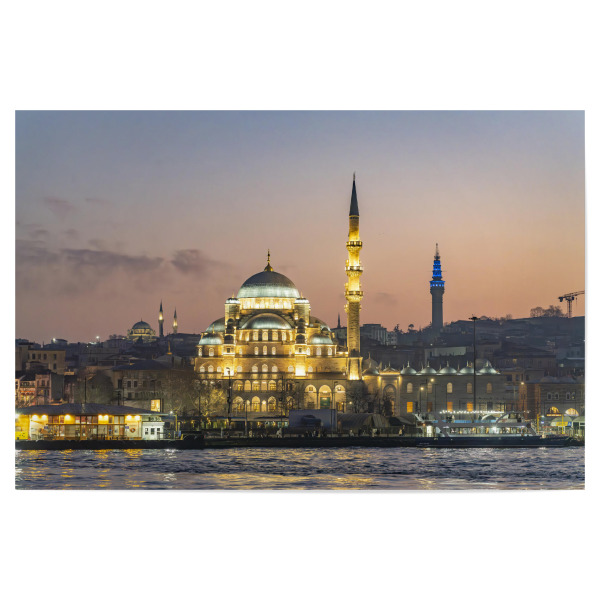 Poster 30x20 cm "Neue Moschee Istanbul" artboxONE - Reise,Architektur,Städte / Istanbul - Neue moschee,Yeni cami,Abenddämmerung,Eminönü,Türkei