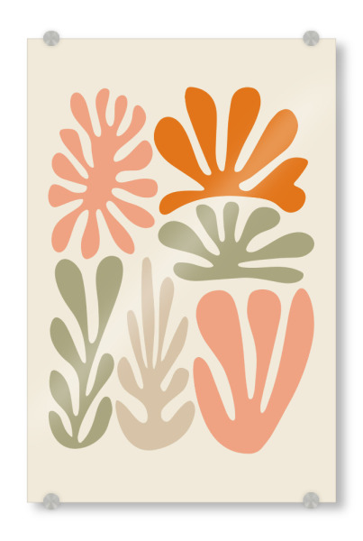 Acrylglasbild "Abstrakte Blätter inspiriert" artboxONE - Floral,Abstrakt - Blätter,Blumen,Matisse,Maximalismus,Form,Geometrie