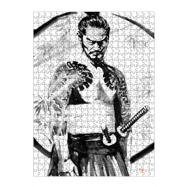 Puzzle Ravensburger "Yakuza und Kanji Yakuza" artboxONE - Menschen,Schwarzweiß - Sumie,Japan,Yakuza,Kanji,Samurai - Bild sumie
