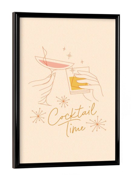 Poster mit schwarzem Rahmen "Anstoßen im Retro-Stil" artboxONE - Essen & Trinken,Essen & Trinken / Alkohol,Festivals