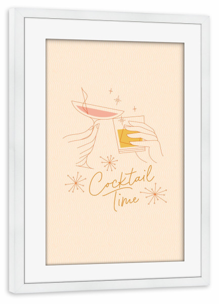 Poster mit Rahmen weiß "Anstoßen im Retro-Stil" artboxONE - Essen & Trinken,Essen & Trinken / Alkohol,Festivals