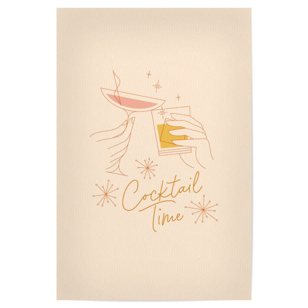 Poster 30x20 cm "Anstoßen im Retro-Stil" artboxONE - Essen & Trinken,Essen & Trinken / Alkohol,Festivals