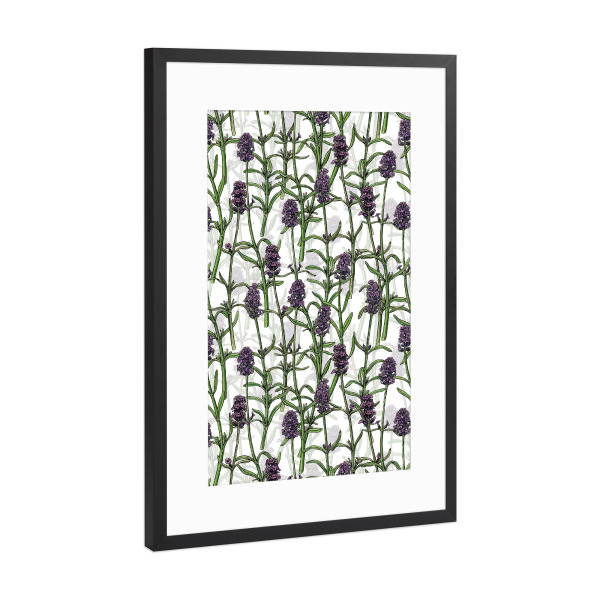 Poster mit Rahmen Schwarz (Metallic) "Lavendel w" artboxONE - Floral