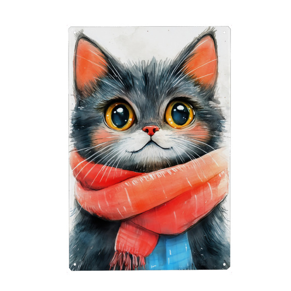 Metall Poster "Katze Leben o" artboxONE - Tiere - Katze,Katzen,Kitty,Tiere,Haustier,Illustration,Grafik,Kunst - Blechschild