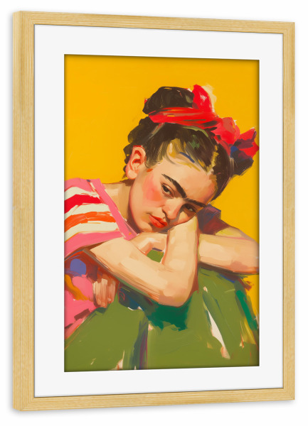Poster mit Rahmen kiefer "Frida's Fantasiewelt" artboxONE - Abstrakt,Menschen,Fashion