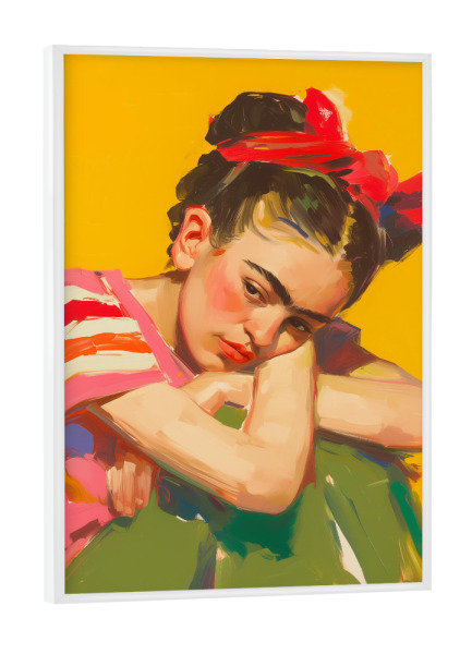 Poster mit weißem Rahmen "Frida's Fantasiewelt" artboxONE - Abstrakt,Menschen,Fashion