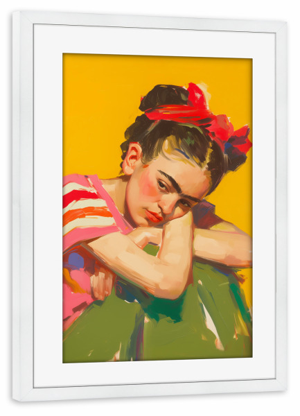 Poster mit Rahmen weiß "Frida's Fantasiewelt" artboxONE - Abstrakt,Menschen,Fashion