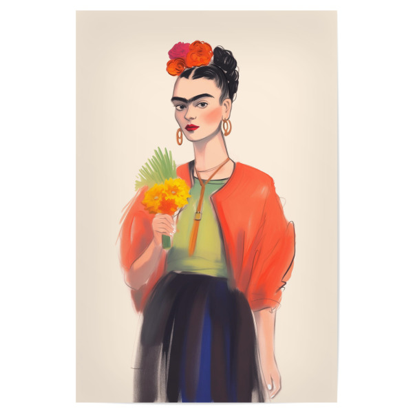 Poster 30x20 cm "Blumenstrauß mit Frida" artboxONE - Floral,Menschen,Fashion