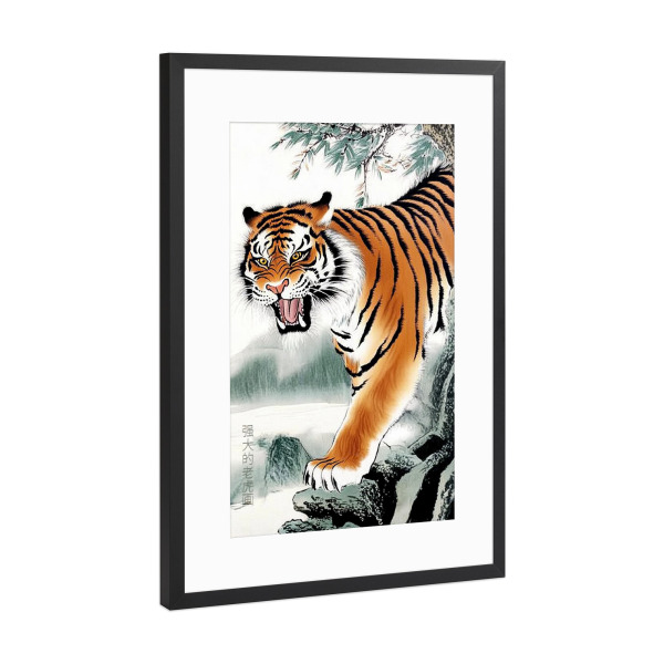 Poster mit Rahmen Schwarz (Metallic) "Chinesische Tiger Tradition" artboxONE - Natur,Tiere,Abstrakt