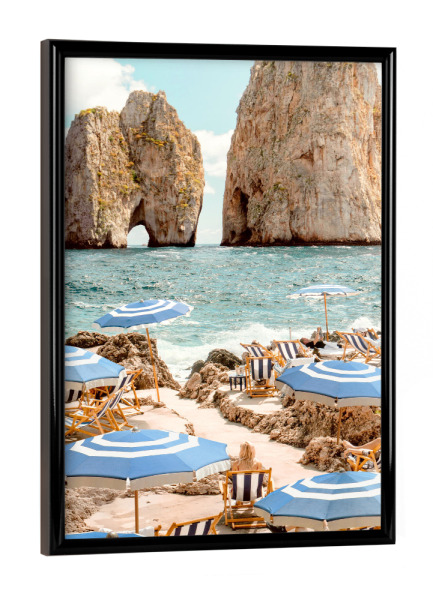 Poster mit schwarzem Rahmen "La Fontelina Beach" artboxONE - Natur,Für Kinder,Menschen,Reise / Strand und Meer,Für Mama