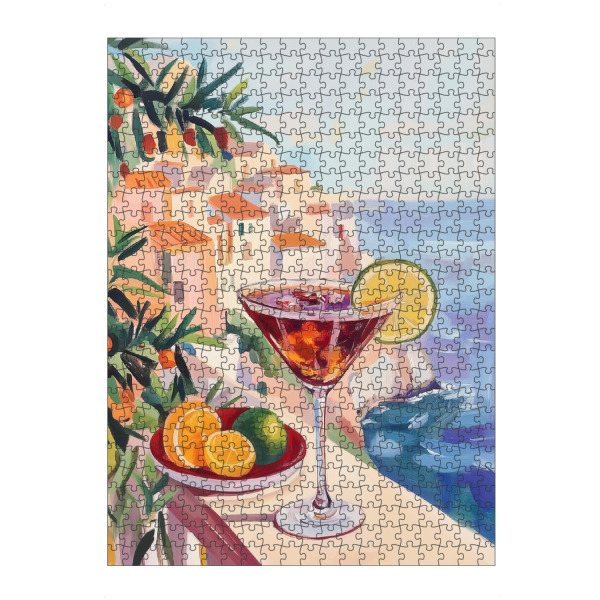 Puzzle Ravensburger "Cocktail und Küstendorf" artboxONE - Natur,Reise / Strand und Meer,Essen & Trinken / Alkohol