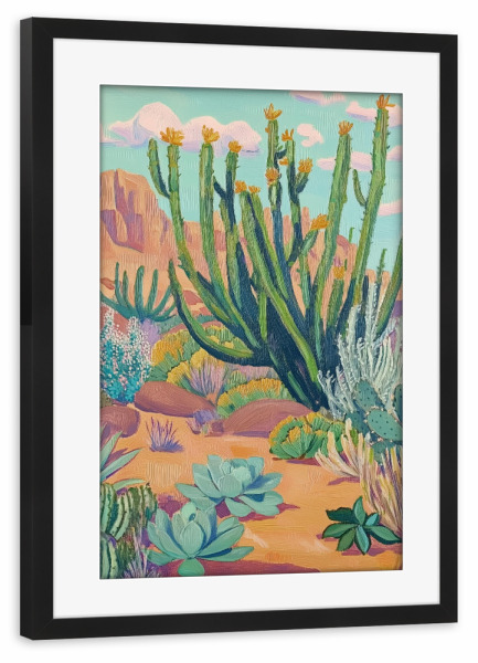 Poster mit Rahmen schwarz "Lebendige Wüstenlandschaft" artboxONE - Natur,Floral